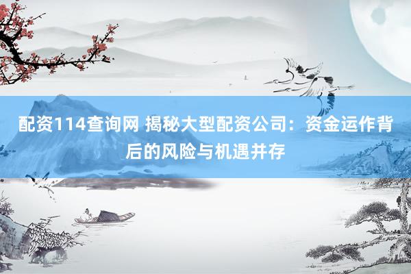 配资114查询网 揭秘大型配资公司：资金运作背后的风险与机遇并存