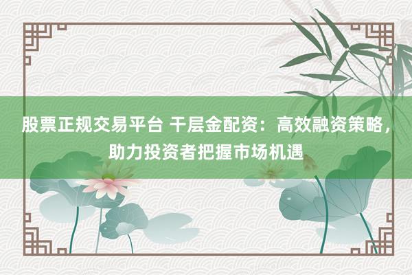 股票正规交易平台 干层金配资：高效融资策略，助力投资者把握市场机遇