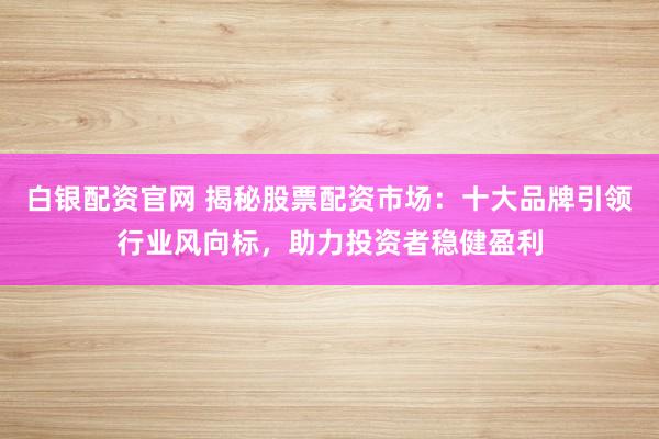 白银配资官网 揭秘股票配资市场：十大品牌引领行业风向标，助力投资者稳健盈利