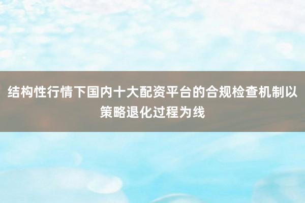 结构性行情下国内十大配资平台的合规检查机制以策略退化过程为线