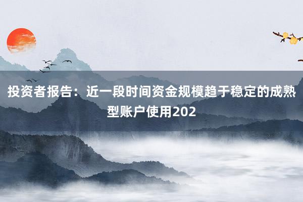 投资者报告：近一段时间资金规模趋于稳定的成熟型账户使用202